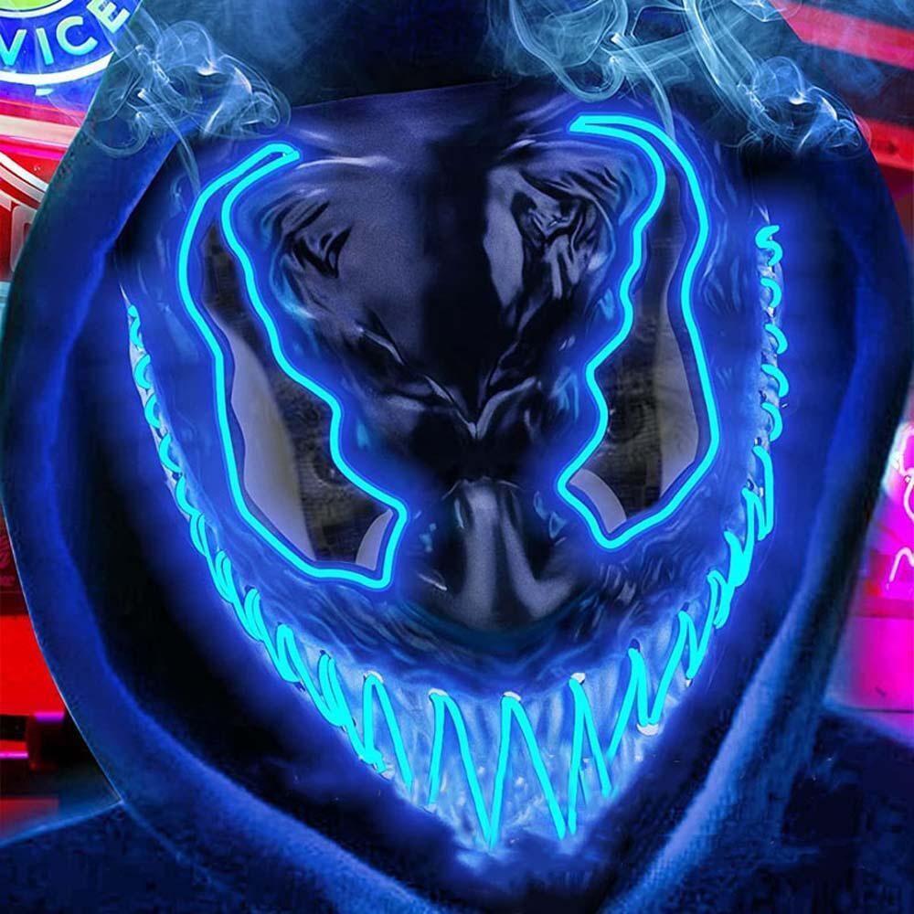 Neon LED Mask Wire Light Up Costume Purge  Party Cosplay Venom Mask Halloween