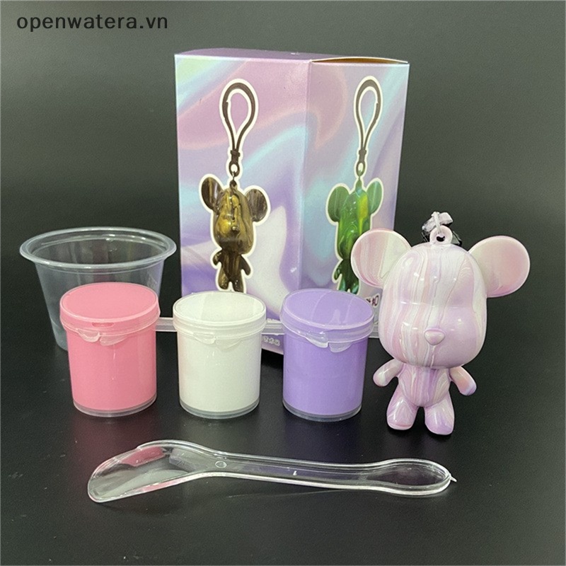 [openwatera] Fluid bear set handmade diy graffiti bearbrick tượng hướng dẫn sử dụng đồ chơi cha mẹ-con fluid paing bạo lực gấu điêu khắc trang trí nội thất vn