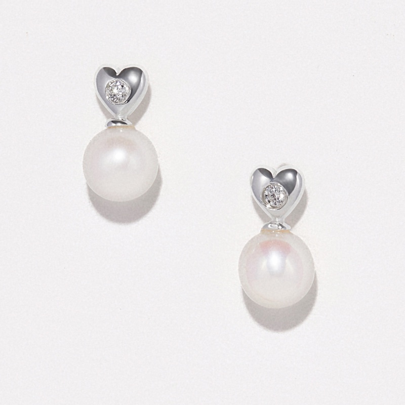 Bông Tai Nụ Stud Bạc Nữ CARA LUNA Đính Hạt Trai Love Pearl - VUE502