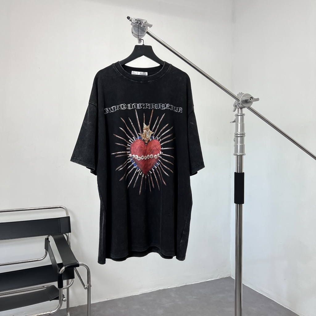 Áo thun phông chất liệu 100% cotton form rộng unisex wash HEART cao cấp TSS-A7338 by COCCACH