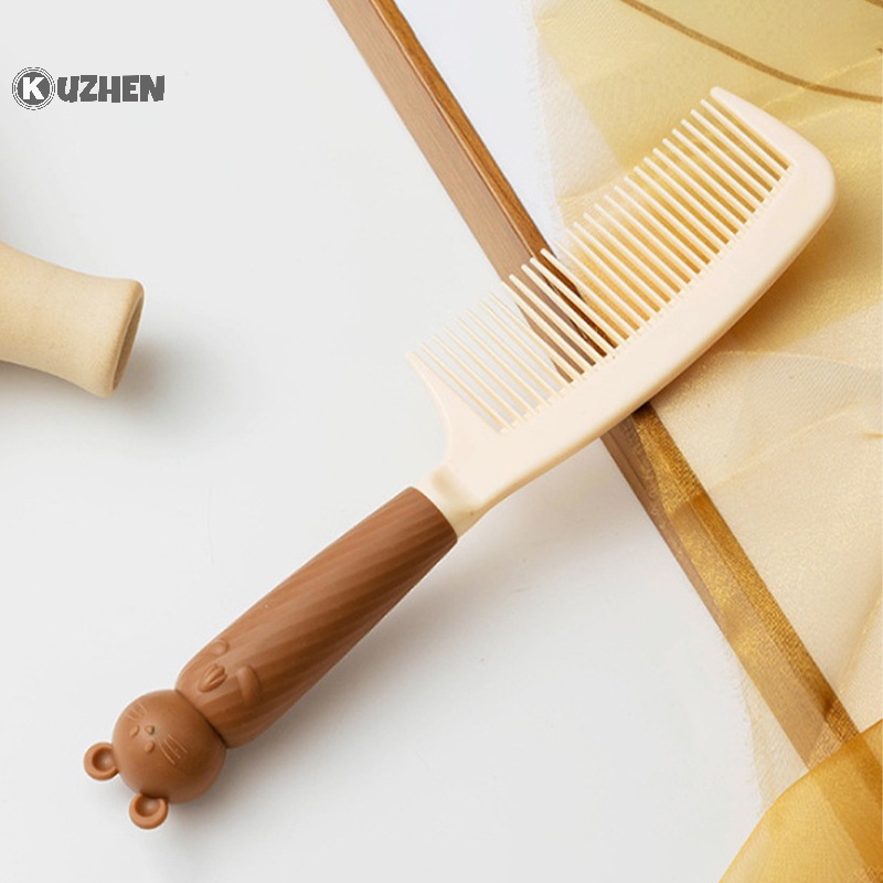 Lược chải tóc/ Gương trang điểm KUZHEN cầm tay thiết kế gấu dễ thương gỡ tóc thắt nút massage đầu không rối