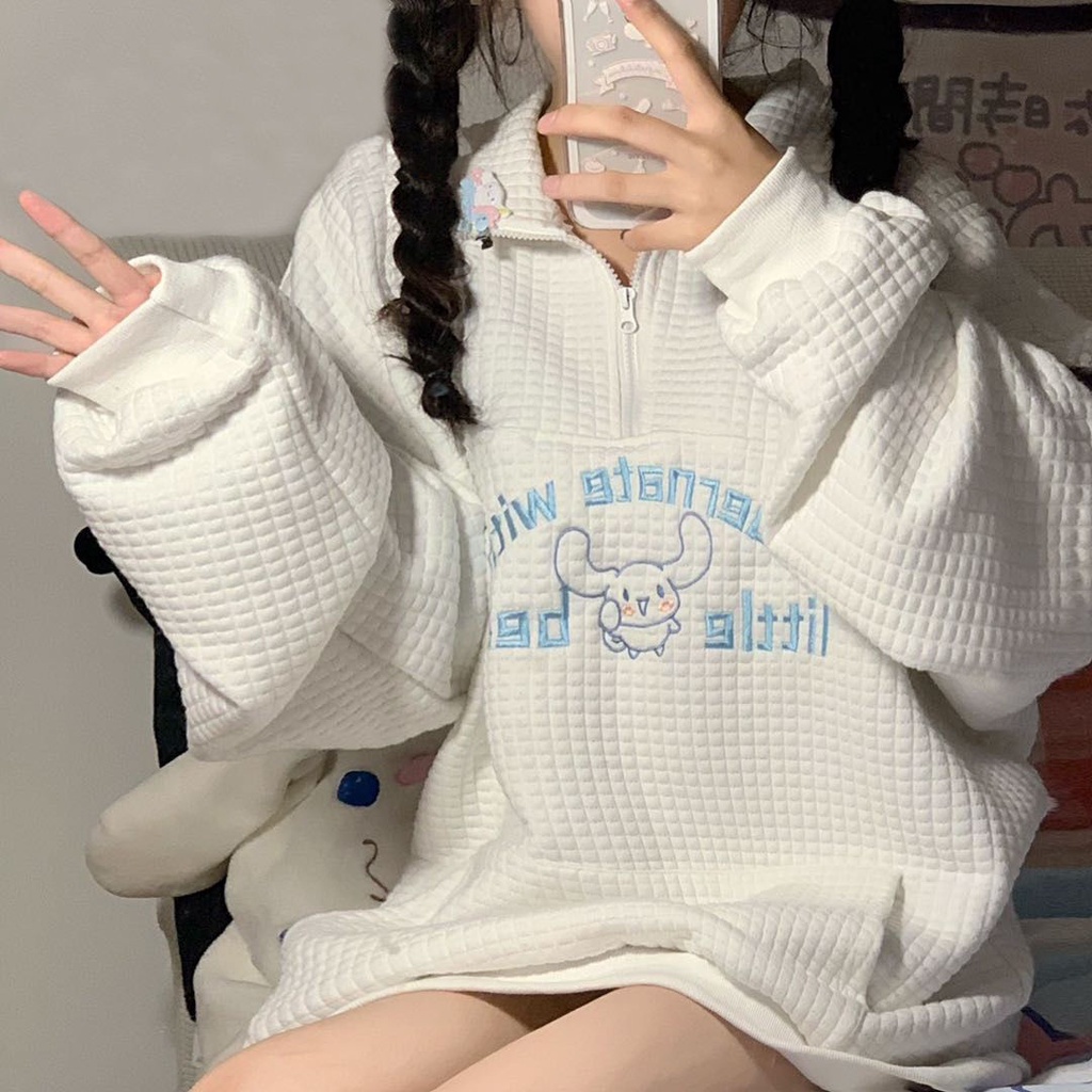 Áo KhoáC Hoodie DàI Tay Có KhóA KéO Sanrio Cinnamoroll Y2K