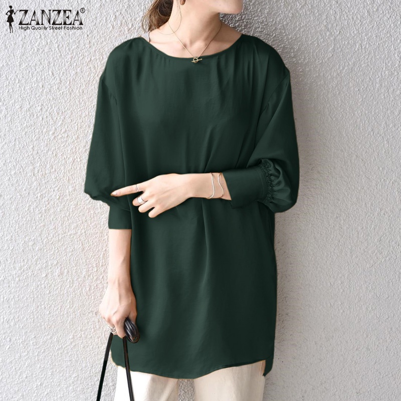 Zanzea Áo Kiểu Tay Phồng 3 / 4 Cổ Tròn Phong Cách Hàn Quốc Dành Cho Nữ