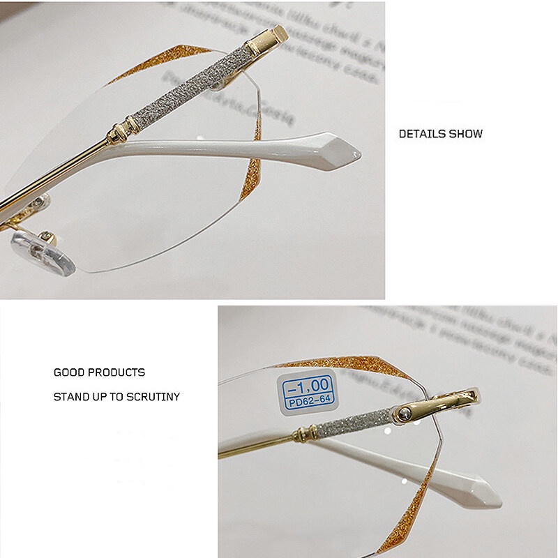 Kính Đọc Sách Không Gọng Cắt Kim Cương Nhẹ Nhàng Cạnh Ánh Sao Cho Nam Và Nữ PTQ