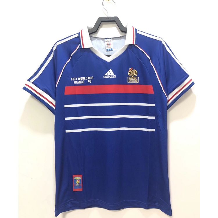 Áo Thun Bóng Đá Đội Tuyển Zidae Hry MAILLOT DE FOOT POGBA Pháp Cổ Điển Pháp 1998 Pháp