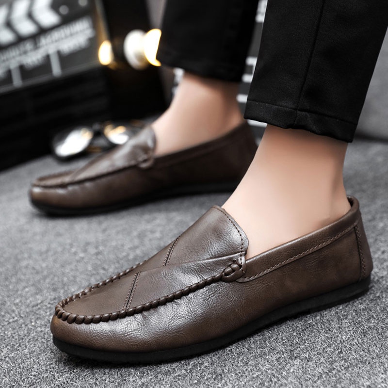 Giày Lười Da Thoáng Khí Phong Cách Hàn Quốc Cho Nam