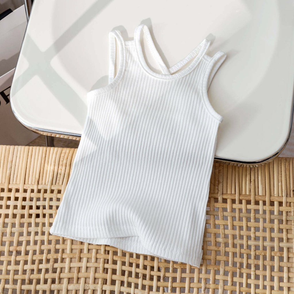 Áo Hai Dây Màu Trơn Bằng Cotton Thời Trang Mùa Hè Cho Bé Gái
