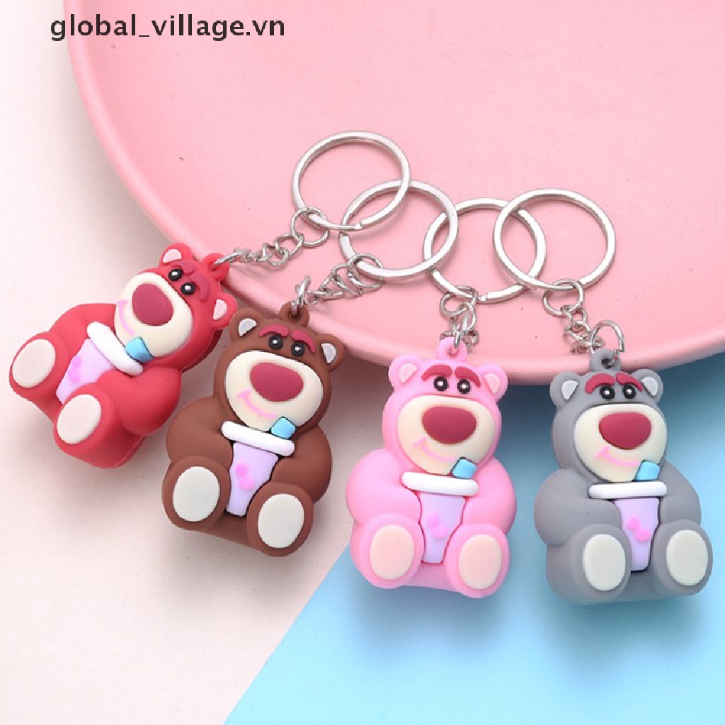 Móc Khóa Resin Hình Gấu Dâu Tây Hoạt Hình Dễ Thương Tinh Tế Làm Quà Tặng Cho Cặp Đôi [VN