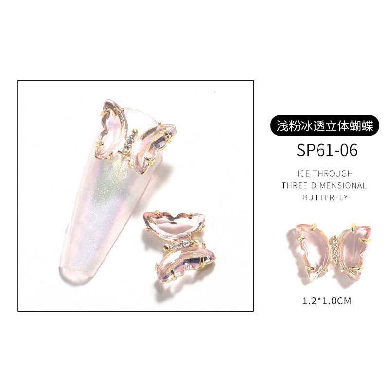 Phụ Kiện Đính Trang Trí Móng Tay Hình Bướm Đính Đá Zircon Phong Cách Nhật Bản