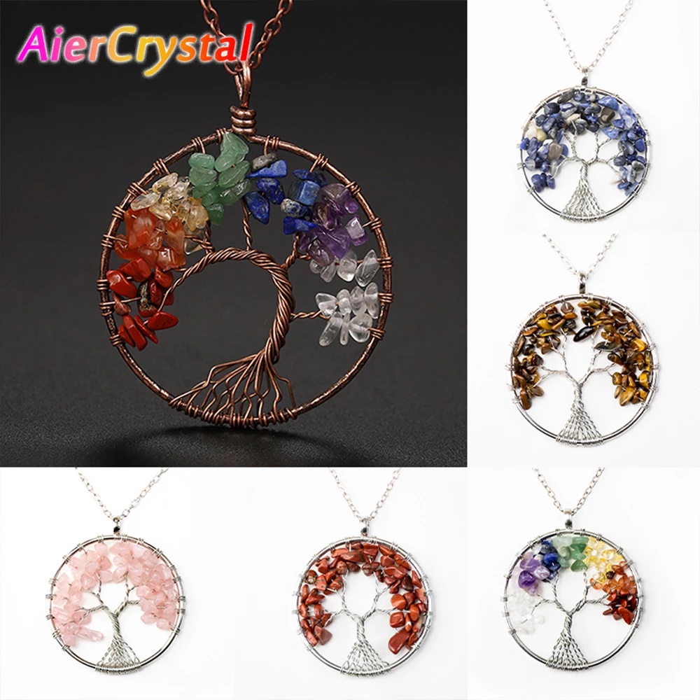 Vòng cổ Mặt Cây Đính Đá Chakra Tự Nhiên Chữa Lành