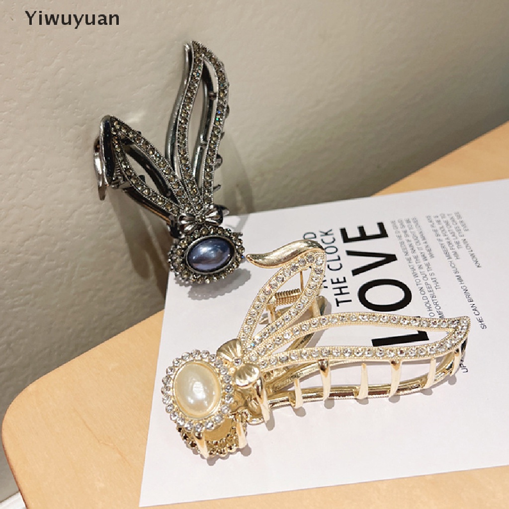 < Yiwuyuan > Kẹp Tóc Đuôi Ngựa Hình Tai Thỏ Đính Pha Lê Thanh Lịch Cho Nữ Giảm Giá