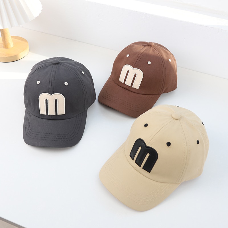 Mũ Lưỡi Trai Màu Trơn Thêu Chữ Phong Cách Thể Thao Thời Trang Cho Bé Trai Và Gái