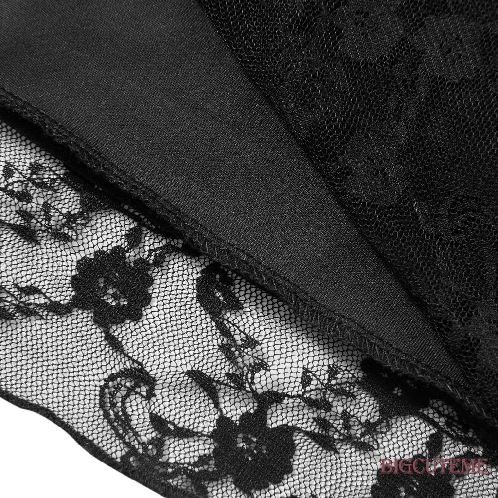 Áo Croptop Màu Đen Cổ Chữ V Phối Ren Hoa Phong Cách Vintage Y2K