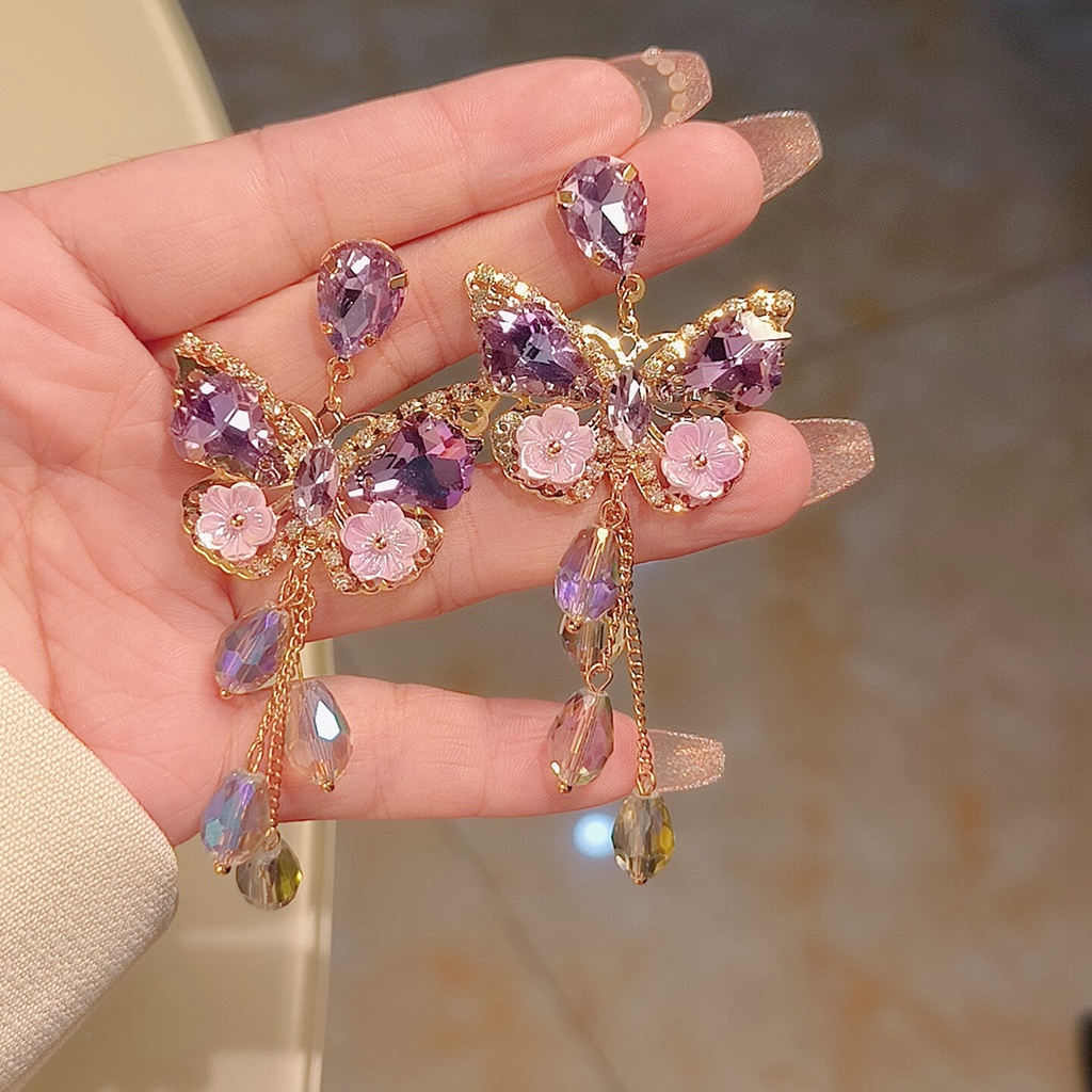 Hoa Tai Dáng Dài Mặt Hình Bướm Phong Cách Âu Mỹ Kiểu Mới