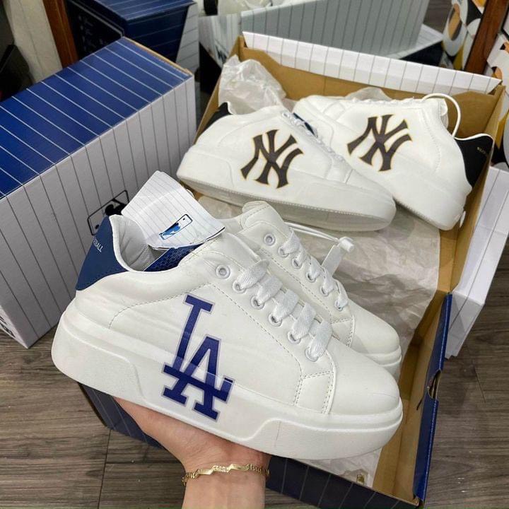 Giày sneaker nam nữ MLB NY, LA mẫu mới chuẩn 11 Full Box - Giày hot trend 2022 độn đế cao cấp full phụ kiện