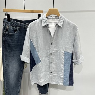 Áo sơ mi nam tay lửng kiểu dáng retro thời trang cá tính