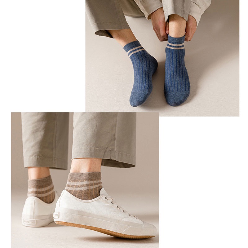 Prowow❤Đôi Vớ Thuyền Thoáng Khí Thấm Hút Mồ Hôi Màu Sắc Thời Trang Cho Nam