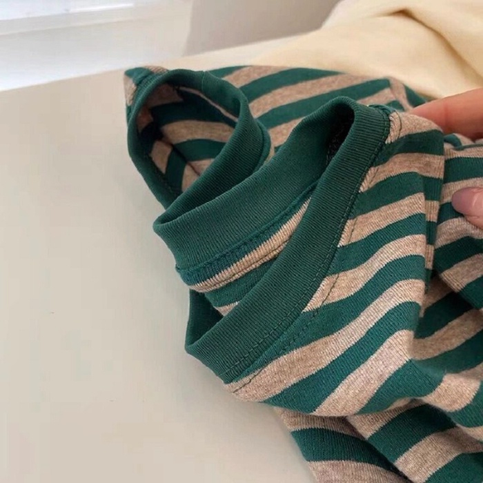 Áo Thun Tay Ngắn Dáng Rộng Họa Tiết Kẻ Sọc Thời Trang Mùa Hè Phong Cách Hàn Quốc Cho