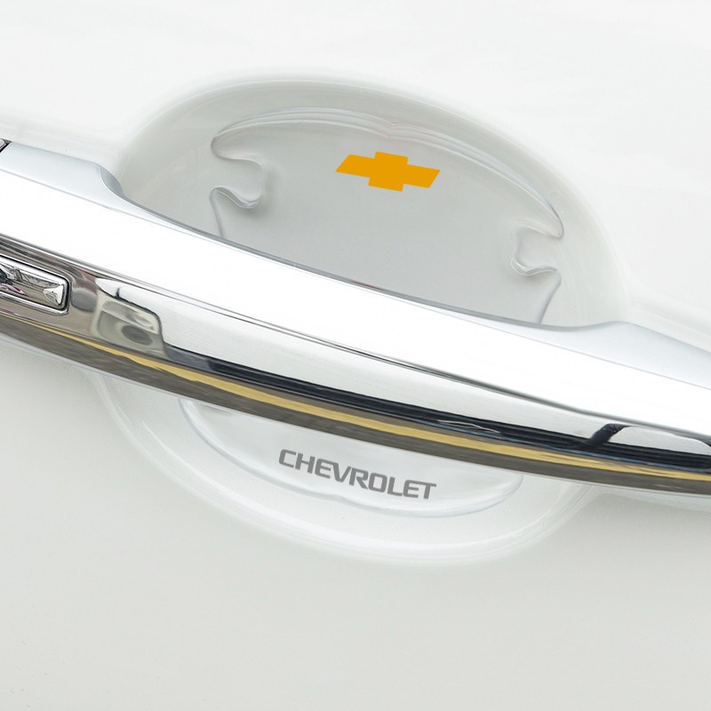 Set 10 Miếng dán Silicon Chống Xước Tay cửa, Hõm cửa ô tô có logo Chevrolet