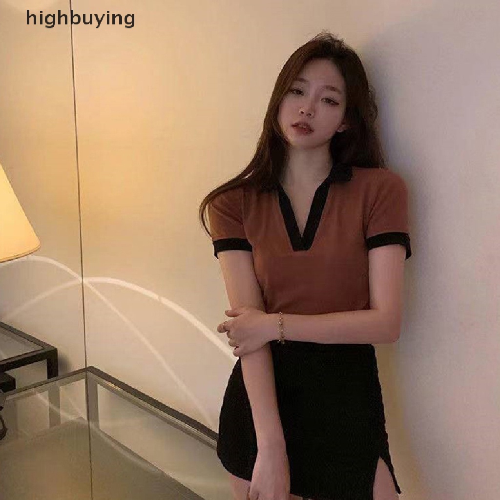 Áo Thun Lửng Ngắn Tay Y2k Thời Trang Dành Cho Nữ