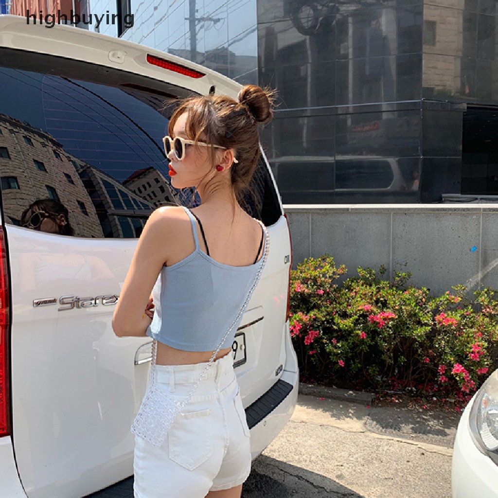 Hbvn Belle Áo Crop Top Không Tay Màu Trơn Gợi Cảm Đi Câu Lạc Bộ Đường Phố Cao Cấp Dành Cho Nữ