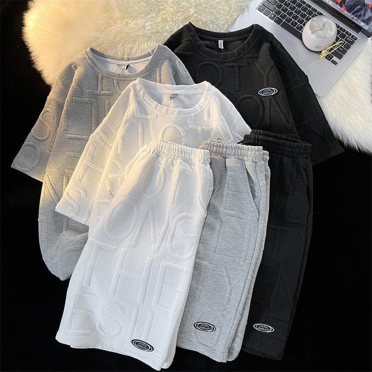 Set Đồ Thể Thao Ngắn Tay Form Rộng Phong Cách Đường Phố Mùa Hè Cho Nam