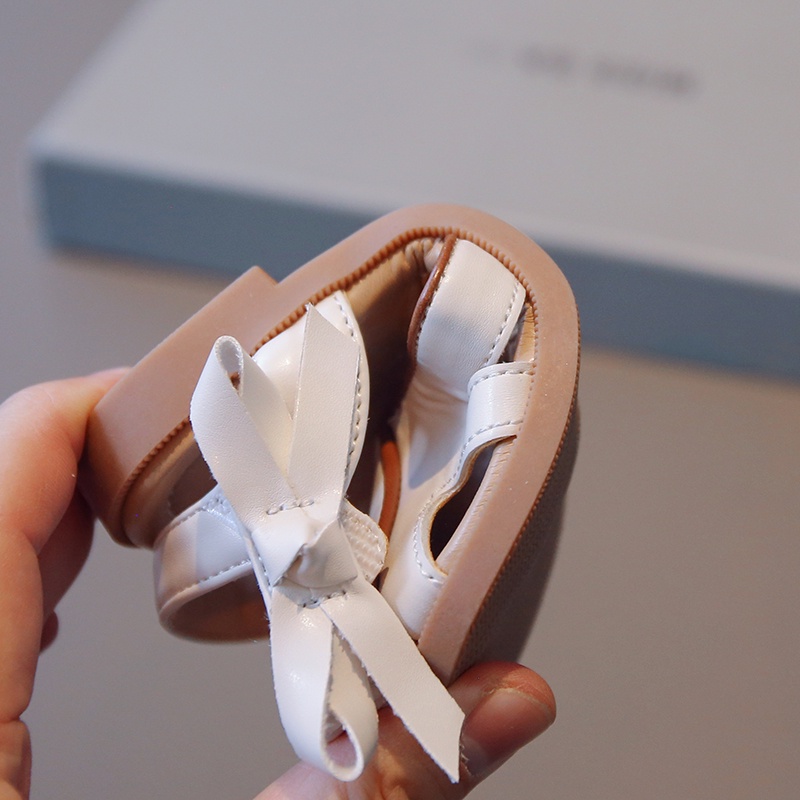 Xăng đan Da Đế Mềm Chống Trượt Đính Nơ Phong Cách Hàn Quốc Cho Bé Gái 2-12 Tuổi