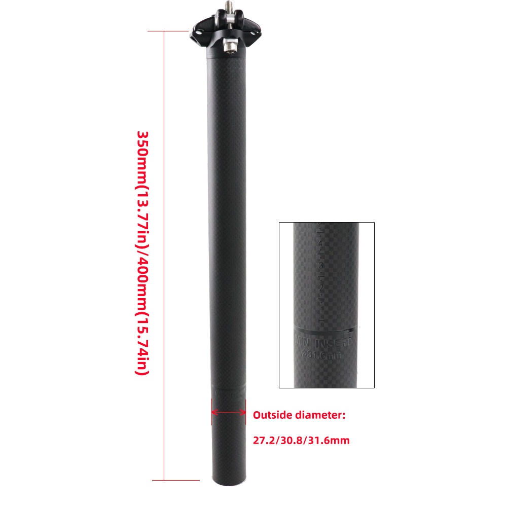 Thanh Cốt Yên Xe Đạp Leo Núi Chất Liệu Sợi Carbon Kcevlo 27.2 / 30.8 / 31.6 * 350 / 400mm