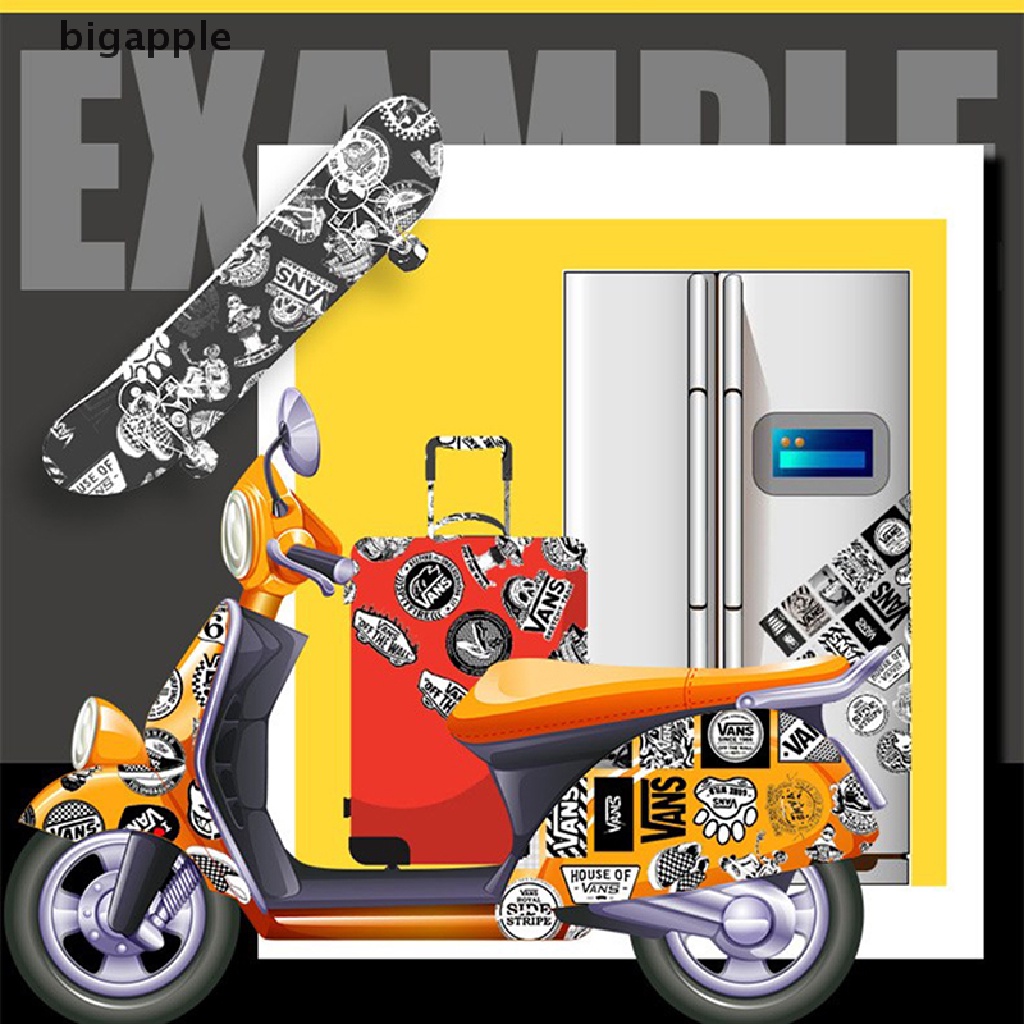 Set 50 Nhãn Dán Graffiti Trang Trí Va Li Kéo Họa Tiết Trắng Đen Cá Tính