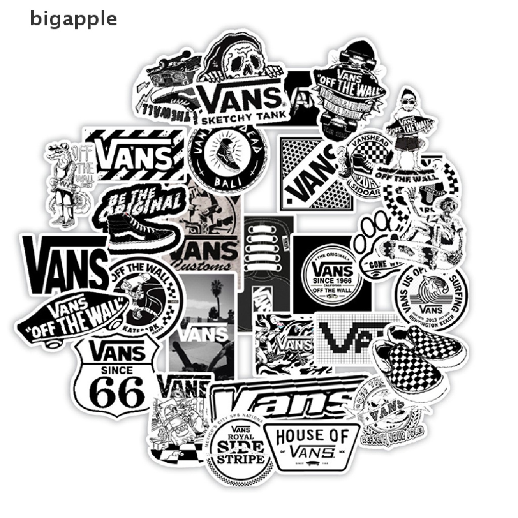 Set 50 Nhãn Dán Graffiti Trang Trí Va Li Kéo Họa Tiết Trắng Đen Cá Tính