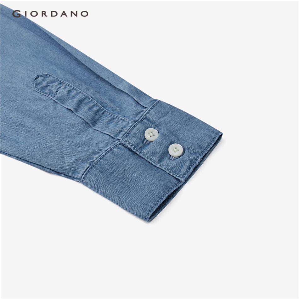 Áo sơ mi GIORDANO 05343107 vải denim tencel nhẹ tay dài dành cho nữ