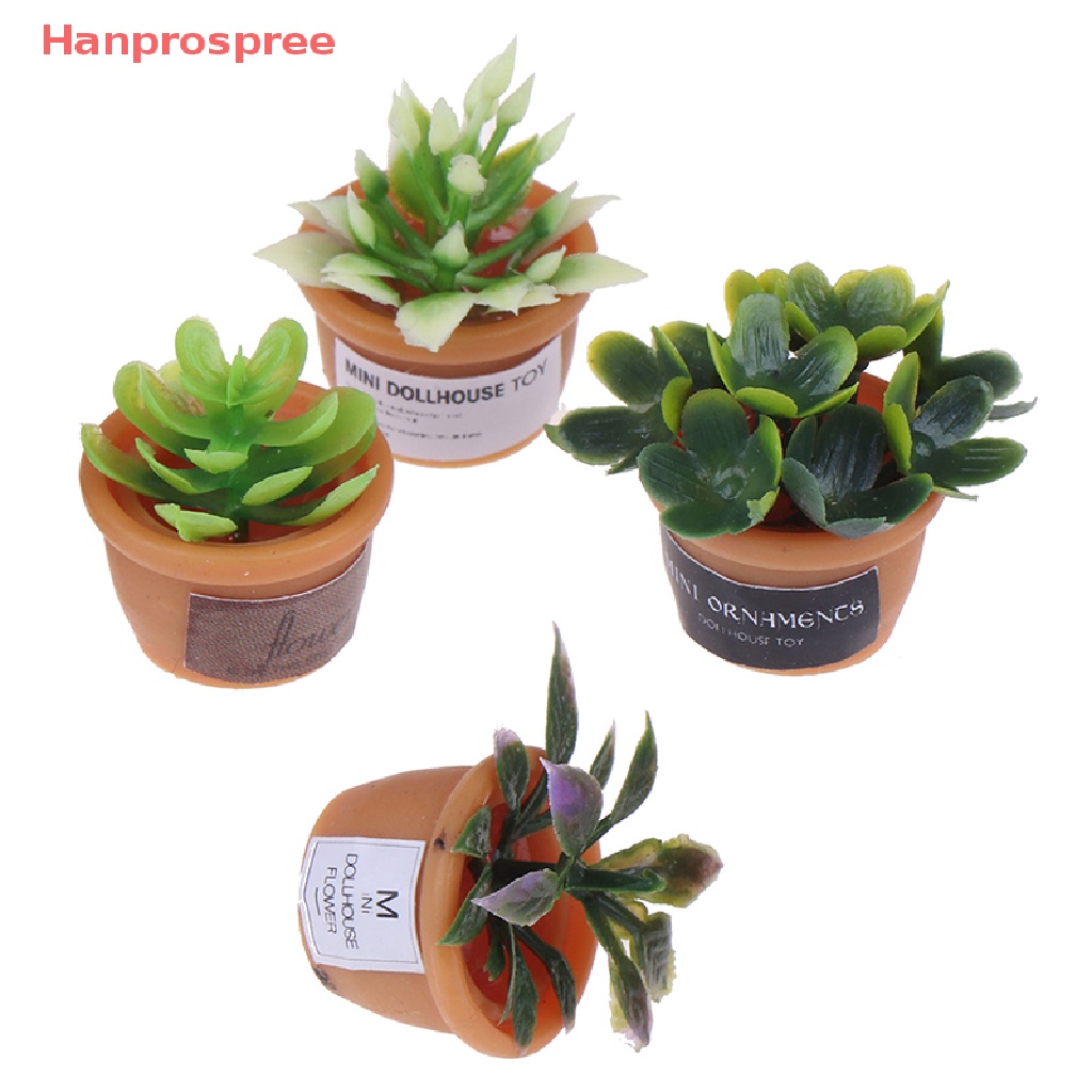 Set 4 Mô Hình Chậu Cây Mini Tỉ Lệ 1: 12 Dùng Để Trang Trí Nhà Búp Bê