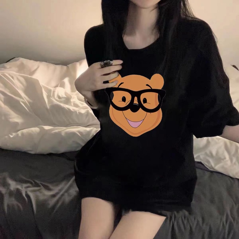 COZOK Áo Thun Ngắn Tay Dáng Rộng In Hoạt Hình Kiểu Hàn Quốc Dễ Phối Đồ