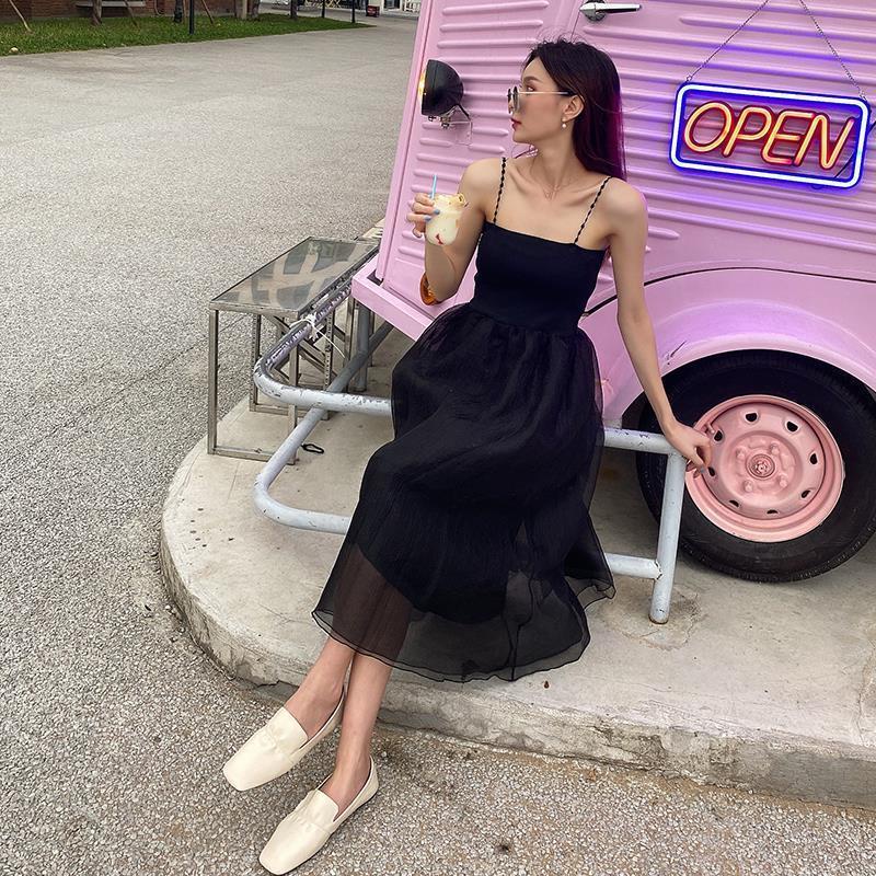 Cozok Đầm Không Tay Phối Lưới Gợi Cảm Thời Trang