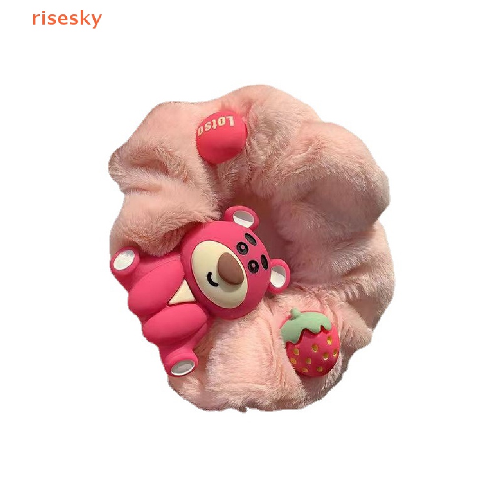 Kẹp Tóc Lông Xù Hình Gấu / Dâu Tây Dễ Thương Dành Cho Nữ