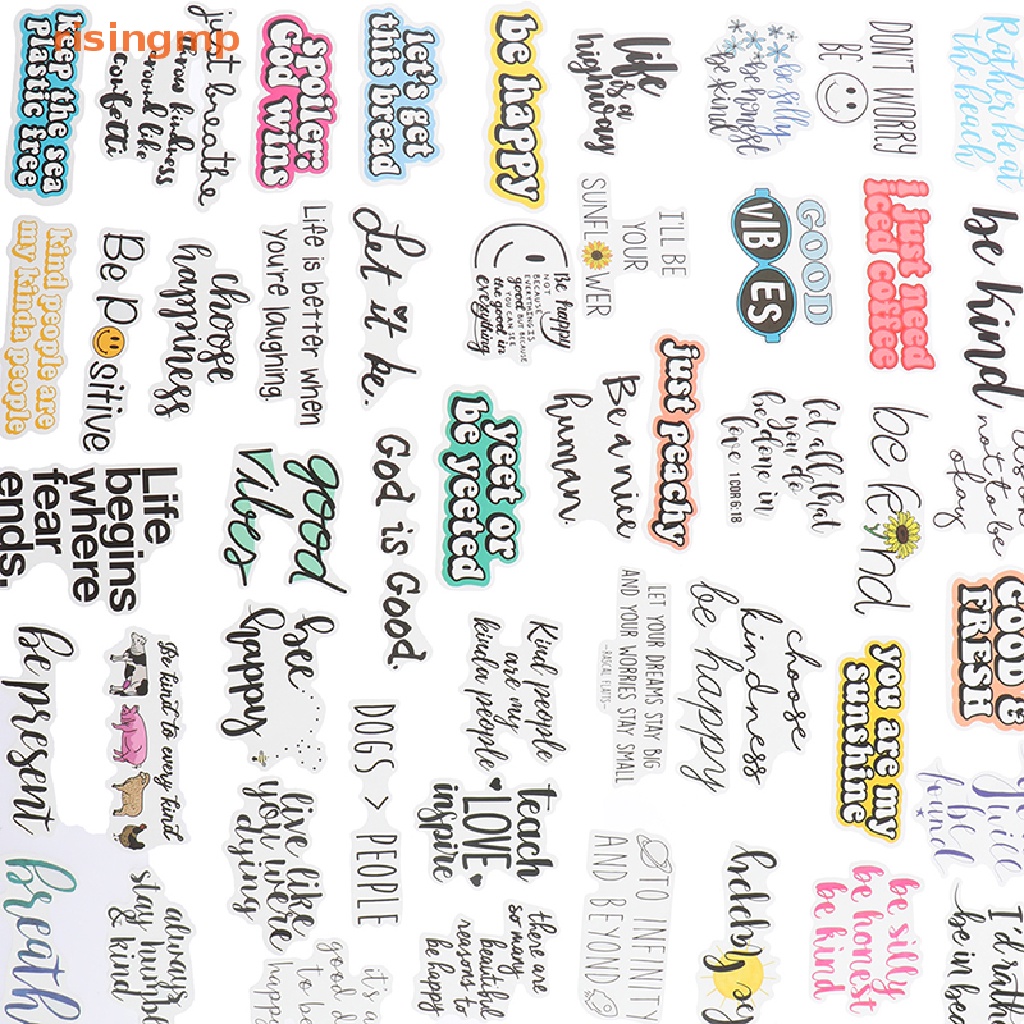 Set 50 Sticker Dán Laptop / Máy Tính In Câu Trích Dẫn Tiếng Anh