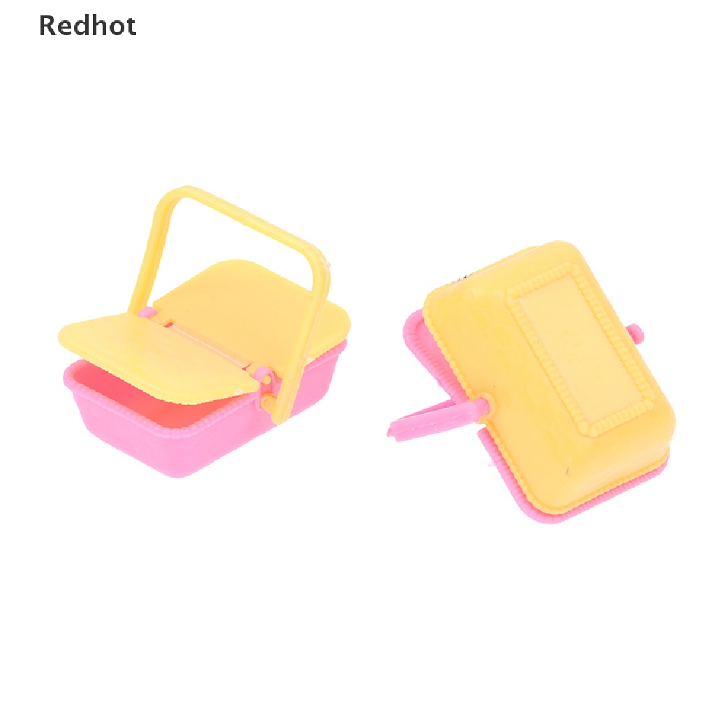 Bộ 2 Giỏ Mua Sắm Mini Bằng Nhựa 1: 12 Màu Sắc Ngẫu Nhiên Trang Trí Nhà Búp Bê
