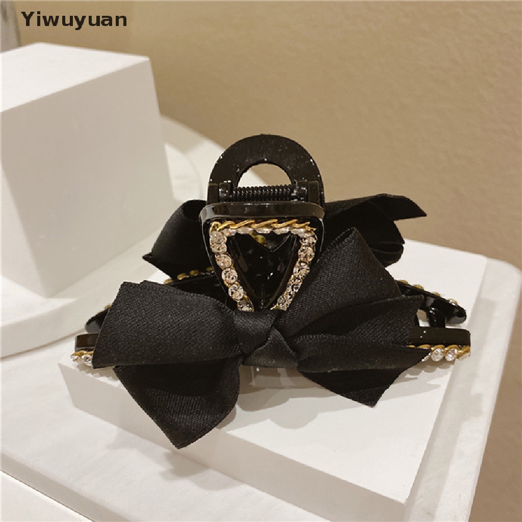 < Yiwuyuan > Kẹp Tóc Càng Cua Đen Đính Nơ Lớn Thanh Lịch Phong Cách Hàn Quốc