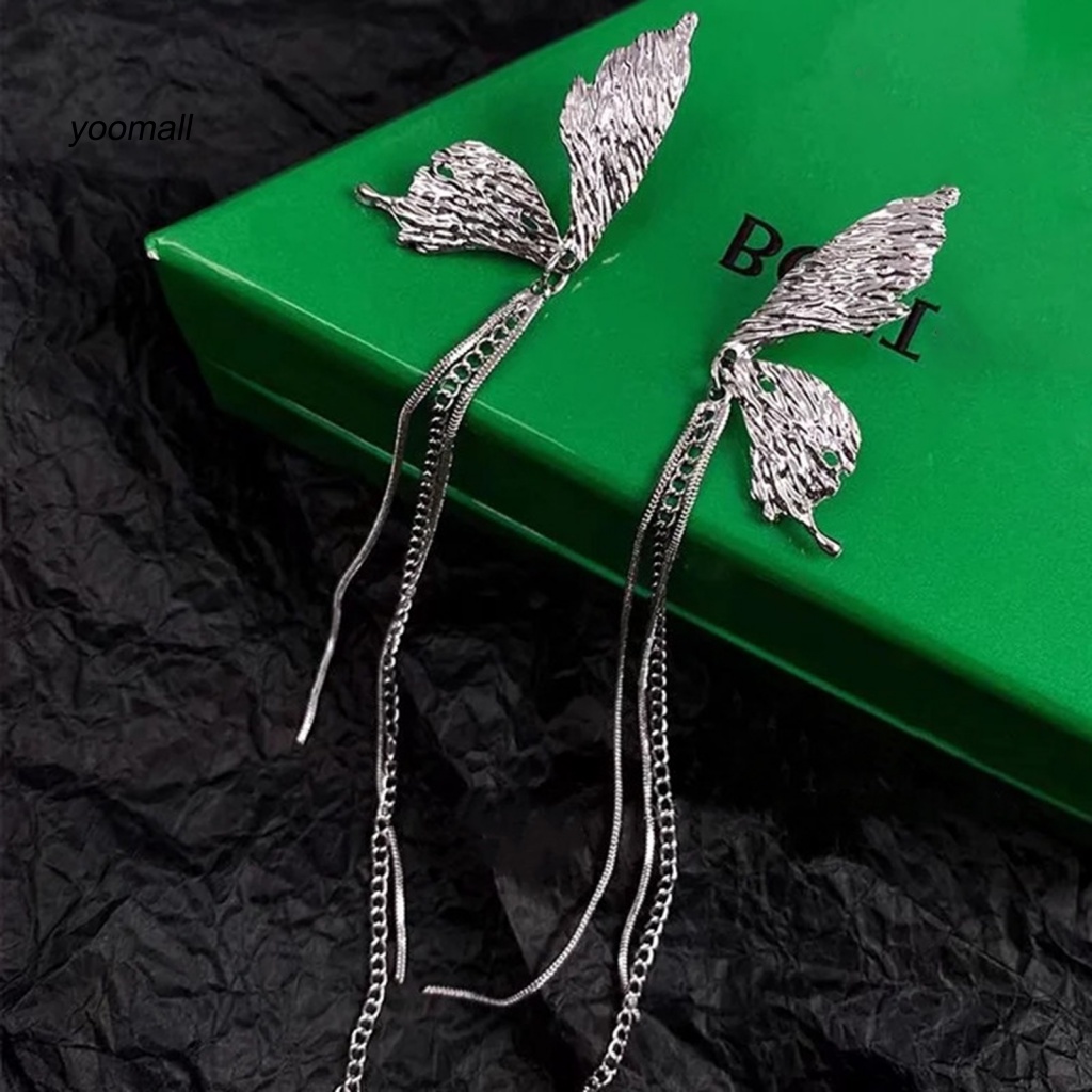 1 Đôi Bông Tai Dáng Dài Hình Bướm Đính Đá Thời Trang Công Sở