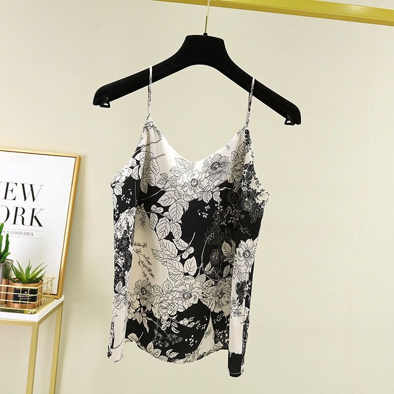 Áo Sát Nách Dáng Rộng Vải Lụa Lạnh Mỏng Màu Trắng Đen Kiểu Trung Hoa Thời Trang Mùa Hè Cho