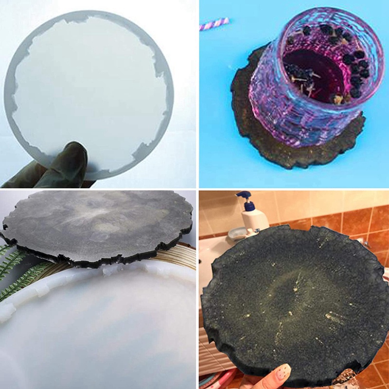 Bộ 4 Khuôn Silicone Làm Đế Lót Ly Bằng Resin