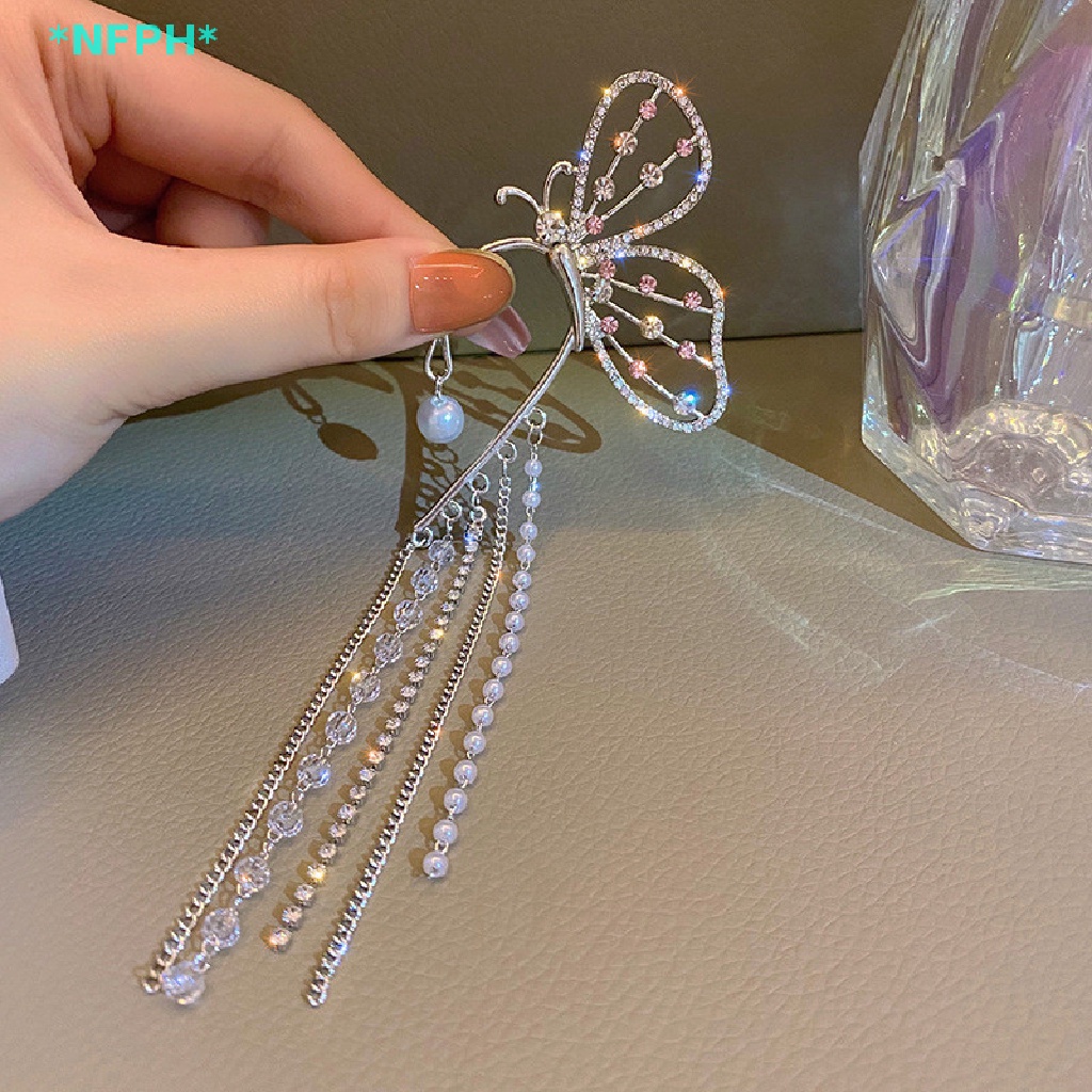 Bông Tai Dạng Kẹp Hình Bướm Đính Đá Zircon Thời Trang Dành Cho Nữ Mới