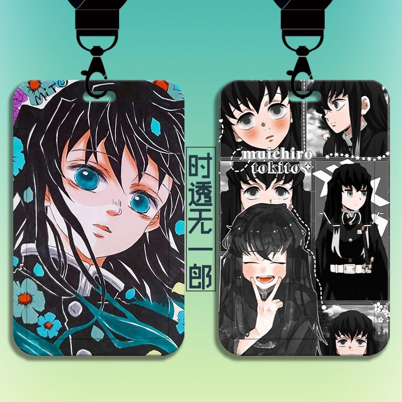 Set 6 Túi Đựng Thẻ ID / Danh Thiếp Chống Thấm Nước Họa Tiết Anime Demon Slayer Tokitou Muichirou Giá Đỡ