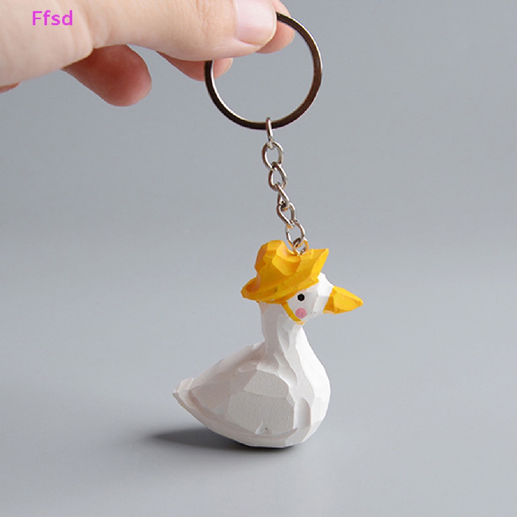 {Ffsd} Móc Khóa Hình Vịt Trắng Bằng Gỗ Chạm Khắc Thủ Công Sáng Tạo Phổ Biến Làm Quà Tặng Trang Trí Thanh Thiếu Niên *