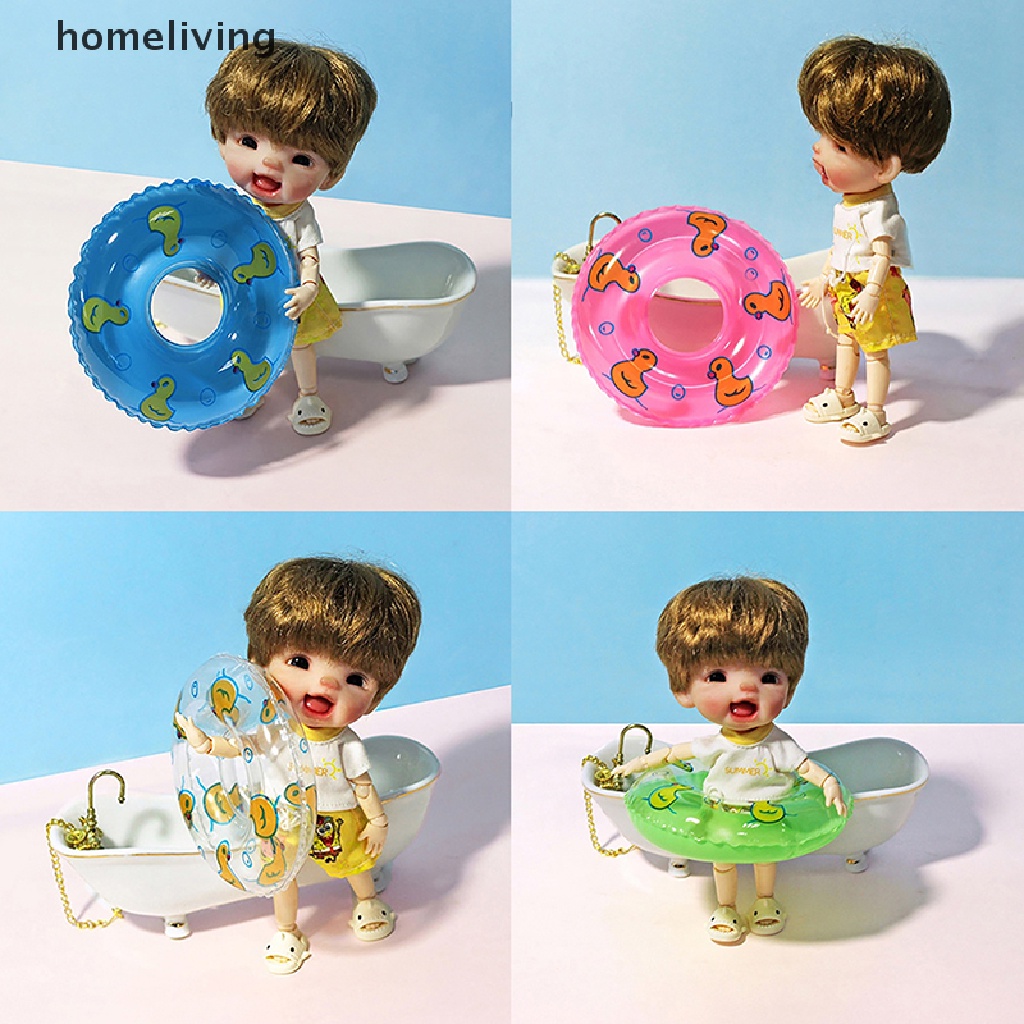 Set 2 Phao Bơi Tròn Hình Chú Vịt Dễ Thương Cho Nhà Búp Bê