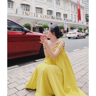 Đầm lụa trơn dây chun    