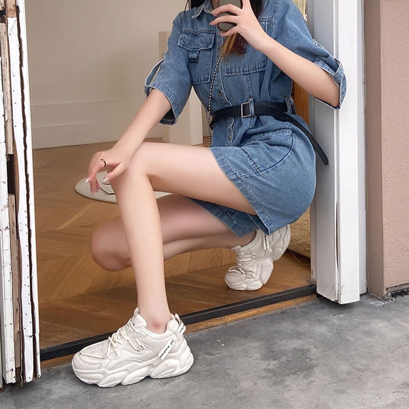 Giày Thể Thao Đế Dày Phối Lưới Thoáng Khí Màu Sắc Tương Phản Thời Trang Cho Nữ