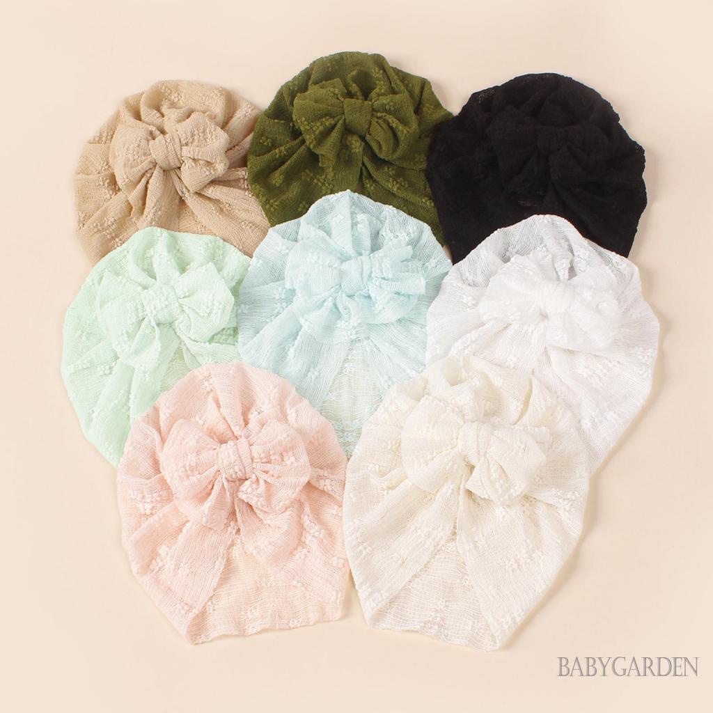 Mũ Turban Mềm Mại Co Giãn Đính Nơ Đáng Yêu Cho Bé Gái