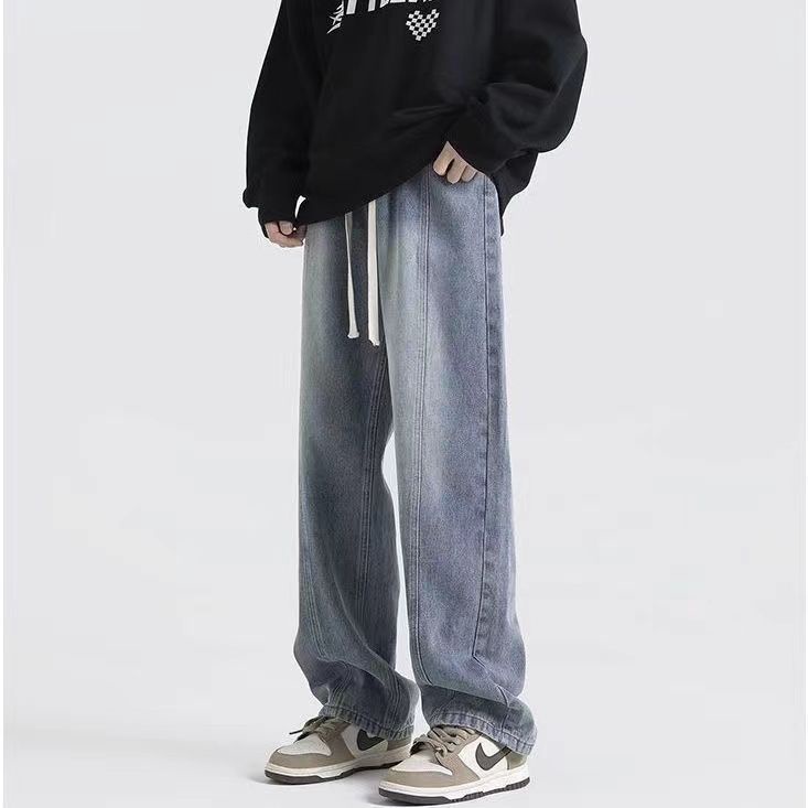 Quần Jean Ống Rộng Lưng Thun Thời Trang Mùa Hè Cá Tính Dành Cho Nam