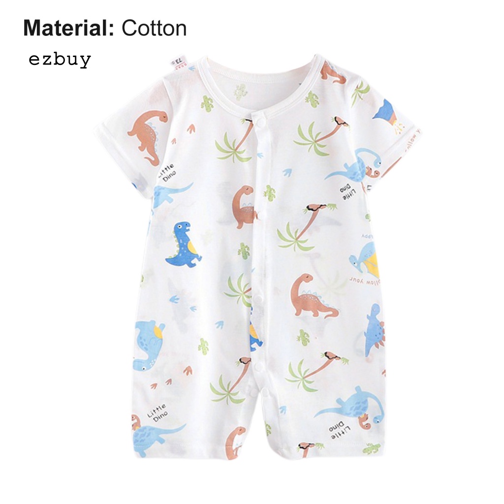 [EY] Bộ Áo Liền Quần Ngắn Tay Cài Khuy Mềm Mại Trung Tính Thời Trang Mùa Hè Cho Bé Sơ Sinh